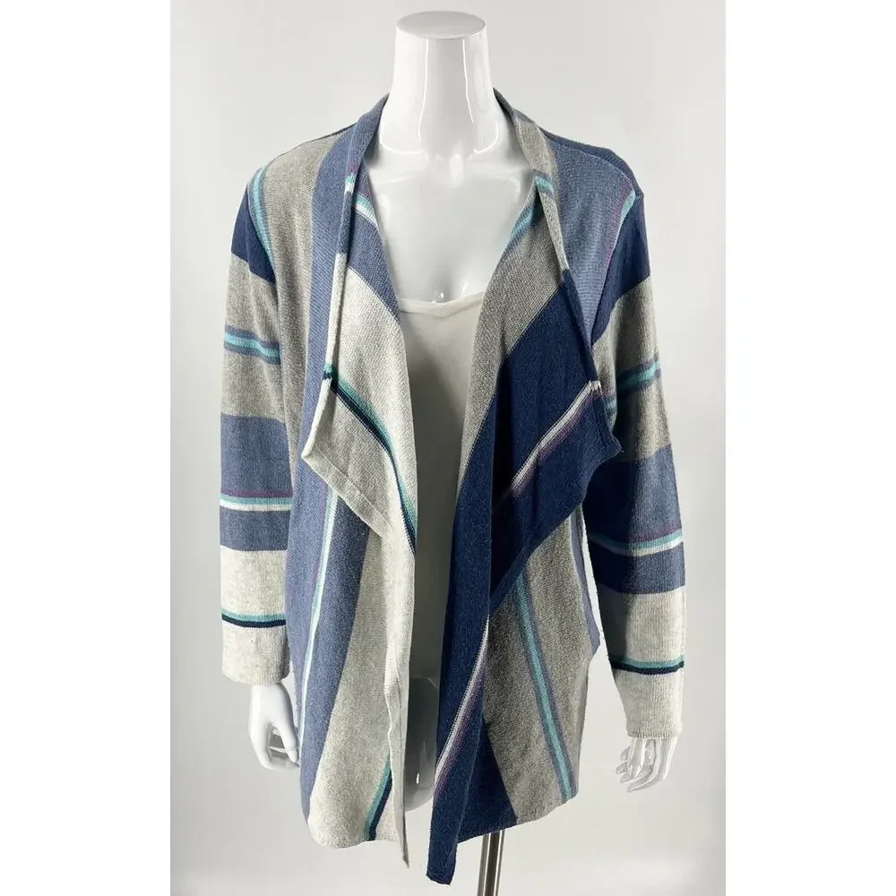 J.Jill Open Front Striped Sweater | Womens Size M Medium Petite | Long Sleeve - Picture 8 of 9